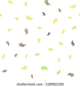 Light Green, Yellow vector seamless natural artwork with leaves. Blurred decorative design in Indian style with leaves. Pattern for design of window blinds, curtains.