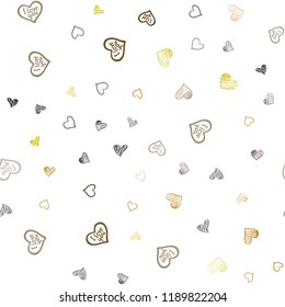 Light Green, Yellow vector seamless cover with Shining hearts. Blurred decorative design in doodle style with hearts. Pattern for marriage gifts, congratulations.