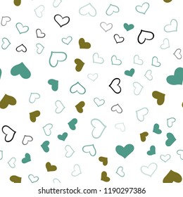 Light Green, Yellow vector seamless texture with lovely hearts. Illustration with hearts in love concept for valentine's day. Template for Valentine's greeting postcards.