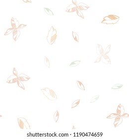 Light Green, Yellow vector seamless natural artwork with leaves. Sketchy doodles with leaves on blurred background. Pattern for design of window blinds, curtains.