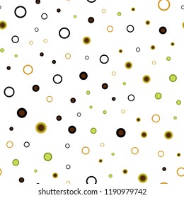 Light Green, Yellow vector seamless background with bubbles. Glitter abstract illustration with blurred drops of rain. Design for textile, fabric, wallpapers.