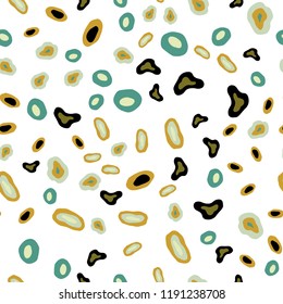 Light Green, Yellow vector seamless texture with disks. Glitter abstract illustration with blurred drops of rain. Pattern for trendy fabric, wallpapers.