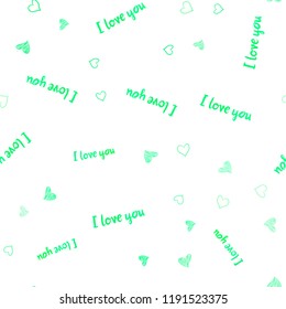 Light Green, Yellow vector seamless pattern with colorful hearts. Beautiful colored illustration with hearts in celebration style. Design for ad, poster, banner of Valentine Day.