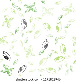 Light Green, Yellow vector seamless natural pattern with leaves. A vague abstract illustration with leaves in doodles style. Pattern for design of window blinds, curtains.