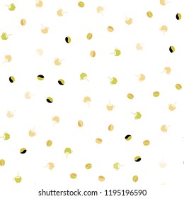 Light Green, Yellow vector seamless cover with set of coffee beans. Glitter abstract backdrop with gradient mugs, coffee grains. Pattern for ads of breakfast, lunch, dinner.