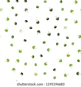 Light Green, Yellow vector seamless texture with coffee beans, mugs. Glitter abstract backdrop with gradient mugs, coffee grains. Design for ad, poster, banner of cafes, restaurants.