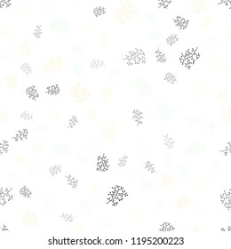 Light Green, Yellow vector seamless natural artwork with leaves, branches. Leaves, branches in natural style on white background. Design for textile, fabric, wallpapers.