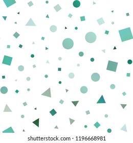 Light Green, Yellow vector seamless cover in polygonal style with circles. Illustration with set of colorful circles, triangles, squares. Trendy design for wallpaper, fabric makers.