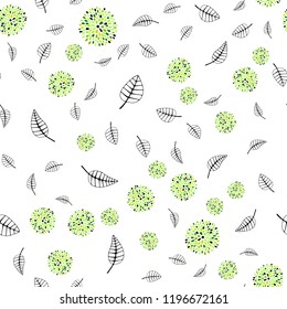 Light Green, Yellow vector seamless elegant pattern with leaves, flowers. Brand new colored illustration with leaves and flowers. Pattern for trendy fabric, wallpapers.