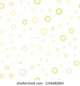 Light Green, Yellow vector seamless cover with spots. Glitter abstract illustration with blurred drops of rain. Pattern can be used for futuristic ad, booklets.