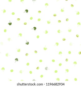 Light Green, Yellow vector seamless cover with set of coffee beans. Gradient illustration with coffee beans, tea cups. Template of a black hot beverage in a cafe.