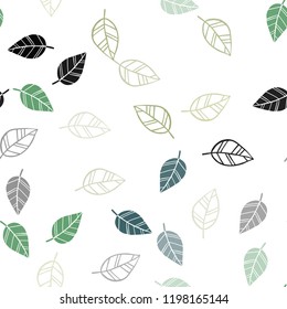 Light Green, Yellow vector seamless doodle template with leaves. leaves on blurred abstract background with gradient. Trendy design for wallpaper, fabric makers.