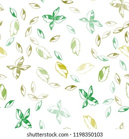 Light Green, Yellow vector seamless elegant wallpaper with leaves. Blurred decorative design in Indian style with leaves. Pattern for design of window blinds, curtains.