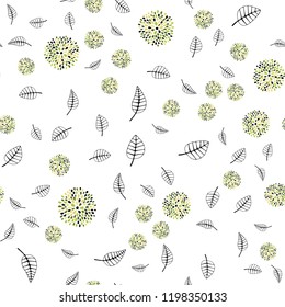 Light Green, Yellow vector seamless elegant wallpaper with leaves, flowers. An elegant bright illustration with leaves and flowers. Design for textile, fabric, wallpapers.