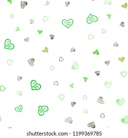 Light Green, Yellow vector seamless layout with sweet hearts. Glitter abstract illustration with colorful hearts in romantic style. Design for ad, poster, banner of Valentine Day.