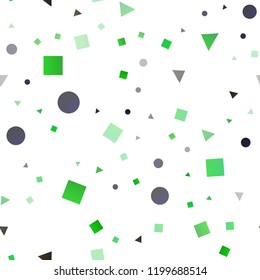 Light Green, Yellow vector seamless layout with circles, lines, rectangles. Illustration with colorful circles, triangles, rectangles. Pattern for design of window blinds, curtains.