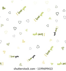 Light Green, Yellow vector seamless template with doodle hearts. Illustration with hearts in love concept for valentine's day. Pattern for marriage gifts, congratulations.