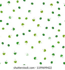 Light Green, Yellow vector seamless pattern with coffee beans, cups. Colorful illustration with gradient coffee beans, mugs. Pattern for ads of breakfast, lunch, dinner.