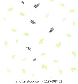 Light Green, Yellow vector seamless doodle layout with leaves. Glitter abstract illustration with doodles and leaves. Pattern for design of window blinds, curtains.