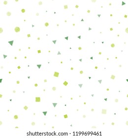 Light Green, Yellow vector seamless background with triangles, circles, cubes. Abstract gradient illustration with circles, triangles, cubes. Pattern for trendy fabric, wallpapers.