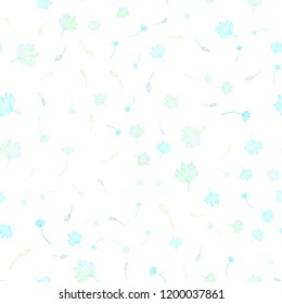 Light Green, Yellow vector seamless sketch background. leaves on blurred abstract background with gradient. The template for background of cell phones.