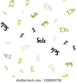 Light Green, Yellow vector seamless layout with discount of 40%. Colored words of sales with gradient on white background. Design for business ads, commercials.