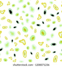 Light Green, Yellow vector seamless cover with spots. Modern abstract illustration with colorful water drops. Template for business cards, websites.