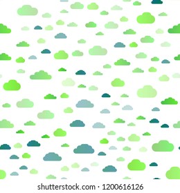 Light Green, Yellow vector seamless backdrop with cumulus. Colorful illustration with abstract clouds. Pattern for design of fabric, wallpapers.