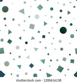 Light Green, Yellow vector seamless template with crystals, circles, squares. Glitter abstract illustration with spheres, squares, lines. Pattern for trendy fabric, wallpapers.