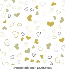 Light Green, Yellow vector seamless cover with Shining hearts. Hearts on blurred abstract background with colorful gradient. Pattern for marriage gifts, congratulations.