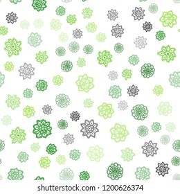 Light Green, Yellow vector seamless cover with beautiful snowflakes. Modern geometrical abstract illustration with crystals of ice. Pattern for trendy fabric, wallpapers.