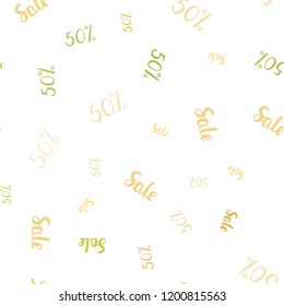 Light Green, Yellow vector seamless layout with discount of 50%. Colorful set of  percentage signs in simple style. Design for business ads, commercials.