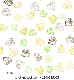Light Green, Yellow vector seamless natural artwork with leaves. Creative illustration in blurred style with leaves. Pattern for design of window blinds, curtains.