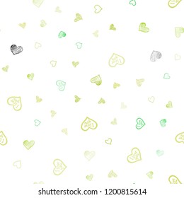 Light Green, Yellow vector seamless layout with sweet hearts. Illustration with hearts in love concept for valentine's day. Beautiful design for your business advert of anniversary.