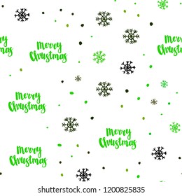Light Green, Yellow vector seamless template with ice snowflakes. Colorful decorative design in xmas style with snow. Trendy design for wallpaper, fabric makers.