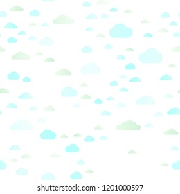 Light Green, Yellow vector seamless backdrop with cumulus. Illustration in abstract style with colorful clouds. Design for textile, fabric, wallpapers.
