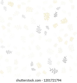 Light Green, Yellow vector seamless natural backdrop with leaves, branches. Decorative design in Indian style on white background. Pattern for trendy fabric, wallpapers.