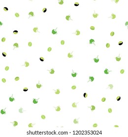 Light Green, Yellow vector seamless background with coffee, beans. Gradient abstract collection of coffee cups and beans. Doodle design for your business advert of cafes.
