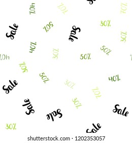 Light Green, Yellow vector seamless layout with discount of 30%, 40%, 50%. Colored words of sales with gradient on white background. Design for business ads, commercials.