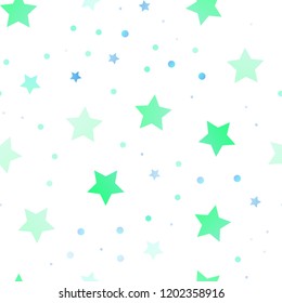 Light Green, Yellow vector seamless pattern with christmas stars. Glitter abstract illustration with colored stars. The template can be used as a background.