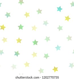 Light Green, Yellow vector seamless layout with bright stars. Blurred decorative design in simple style with stars. Smart design for your business advert.