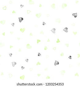 Light Green, Yellow vector seamless background with hearts. Decorative shining illustration with hearts on abstract template. Pattern can be used for valentine's ad, booklets.