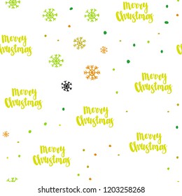 Light Green, Yellow vector seamless cover with beautiful snowflakes. Colorful snowflakes with gradient on abstract background. Pattern for design of window blinds, curtains.