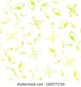 Light Green, Yellow vector seamless natural backdrop with leaves. An elegant bright illustration with leaves in Natural style. Template for business cards, websites.