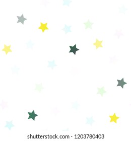 Light Green, Yellow vector seamless cover with small and big stars. Decorative shining illustration with stars on abstract template. The pattern can be used for websites.