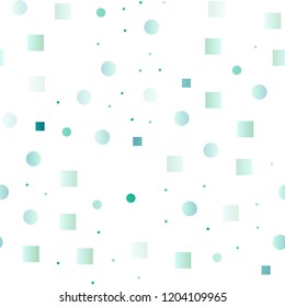 Light Green, Yellow vector seamless texture with disks, rectangles. Illustration with set of shining colorful abstract circles, cubes. Pattern for design of window blinds, curtains.