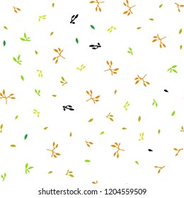 Light Green, Yellow vector seamless doodle pattern with leaves. Shining colored illustration with leaves in doodle style. Pattern for design of fabric, wallpapers.