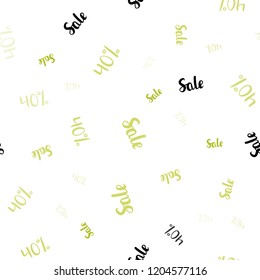 Light Green, Yellow vector seamless pattern with 40 percentage signs. Colorful set of  percentage signs in simple style. Design for business ads, commercials.
