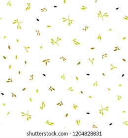 Light Green, Yellow vector seamless doodle backdrop with leaves. leaves on blurred abstract background with gradient. Template for business cards, websites.