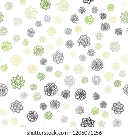Light Green, Yellow vector seamless layout with bright snowflakes. Blurred decorative design in xmas style with snow. Pattern for trendy fabric, wallpapers.